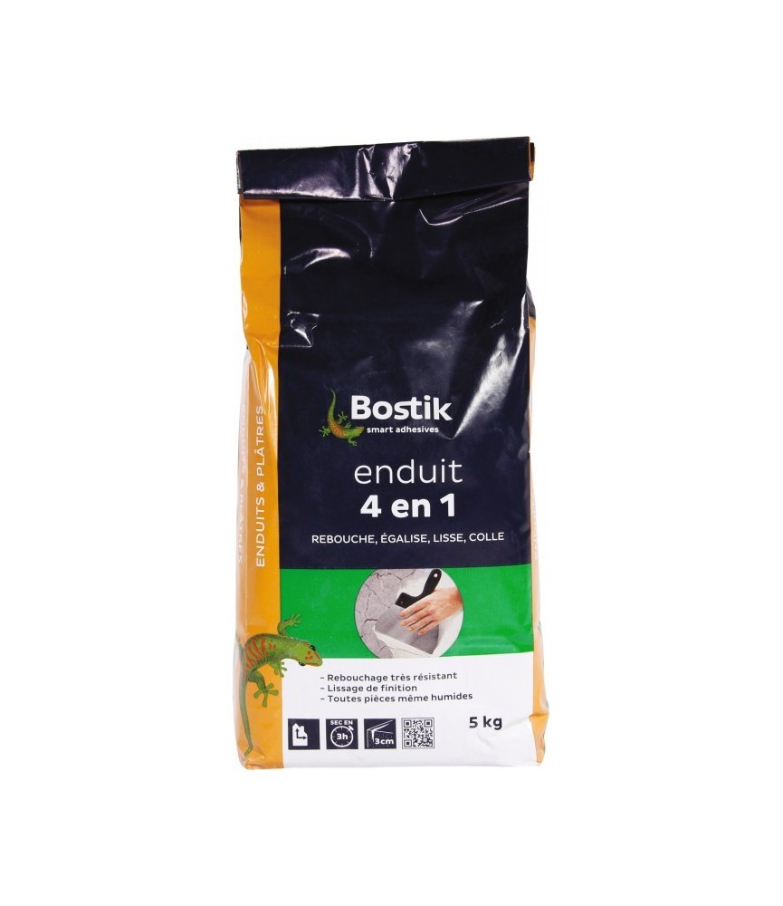 Enduit en poudre 4 en 1 - Rebouche / lisse / égalise et colle - 5 Kg - BOSTIK