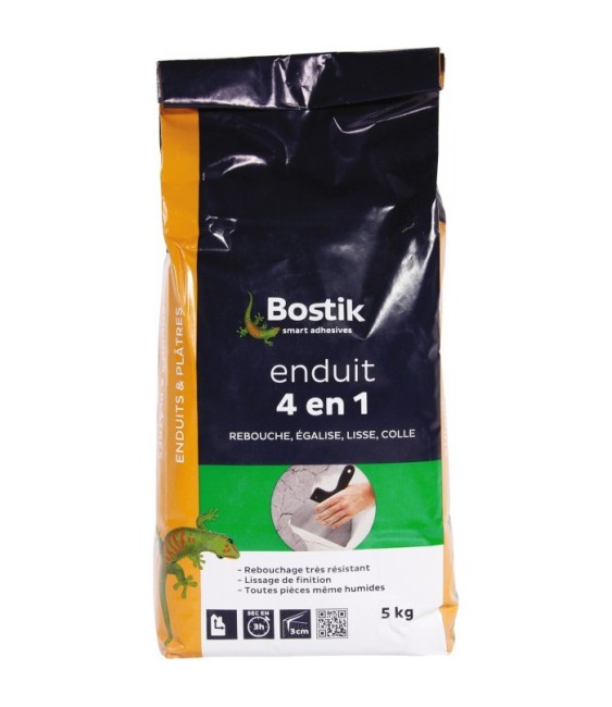 Enduit en poudre 4 en 1 - Rebouche / lisse / égalise et colle - 5 Kg - BOSTIK