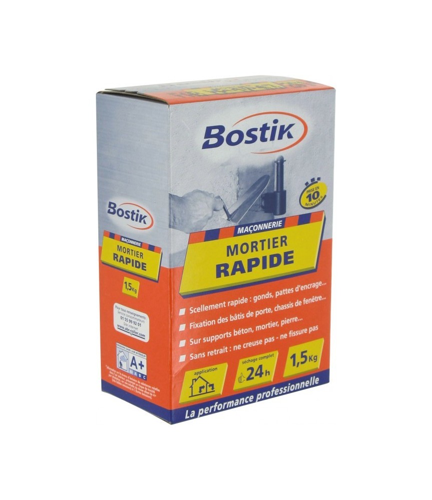 Mortier rapide - Prise 10 Min - 1.5 Kg - BOSTIK Mortier rapide - Prise 10 Min - 1.5 Kg - BOSTIK