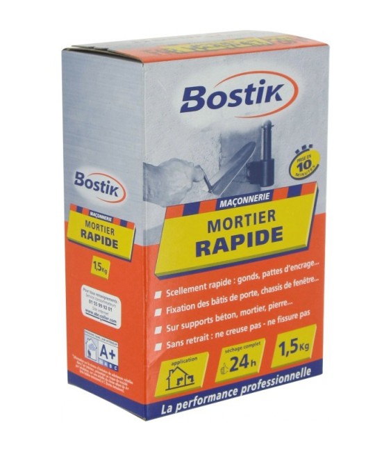 Mortier rapide - Prise 10 Min - 1.5 Kg - BOSTIK