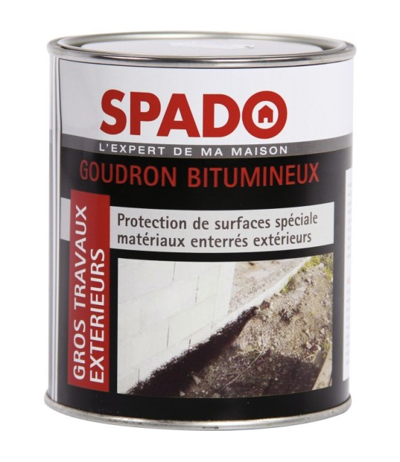 Goudron bitumeux - Anti-humidité - Spécial matériaux enterrés - 1 L - SPADO