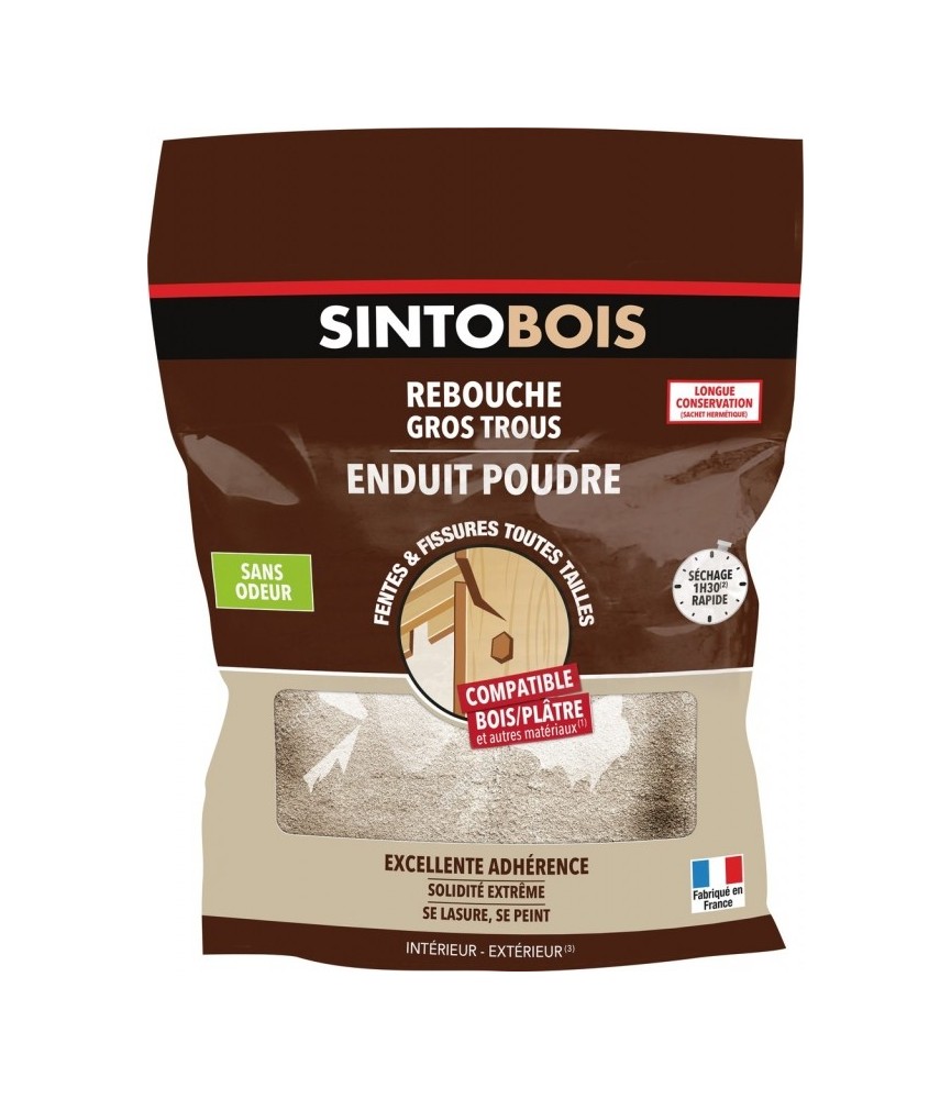 Rebouche bois - Gros trous et fissures - Poudre - 1 Kg - SINTO