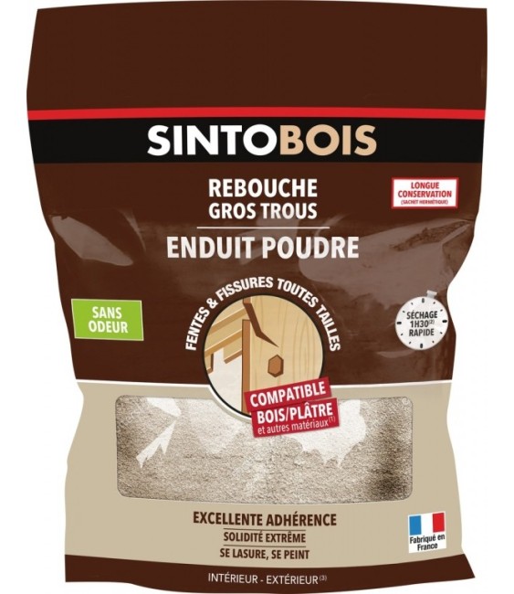 Rebouche bois - Gros trous et fissures - Poudre - 1 Kg - SINTO