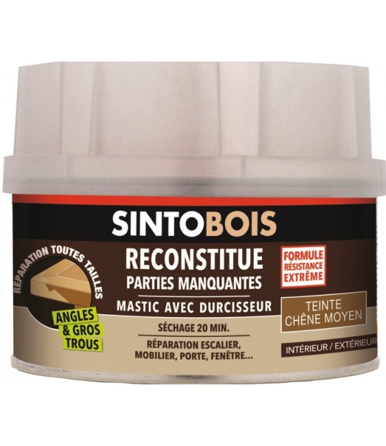 Reconstitue bois pour parties manquantes (angles, gros trous) - Teinte Chêne foncé - 190 Grs - SINTO