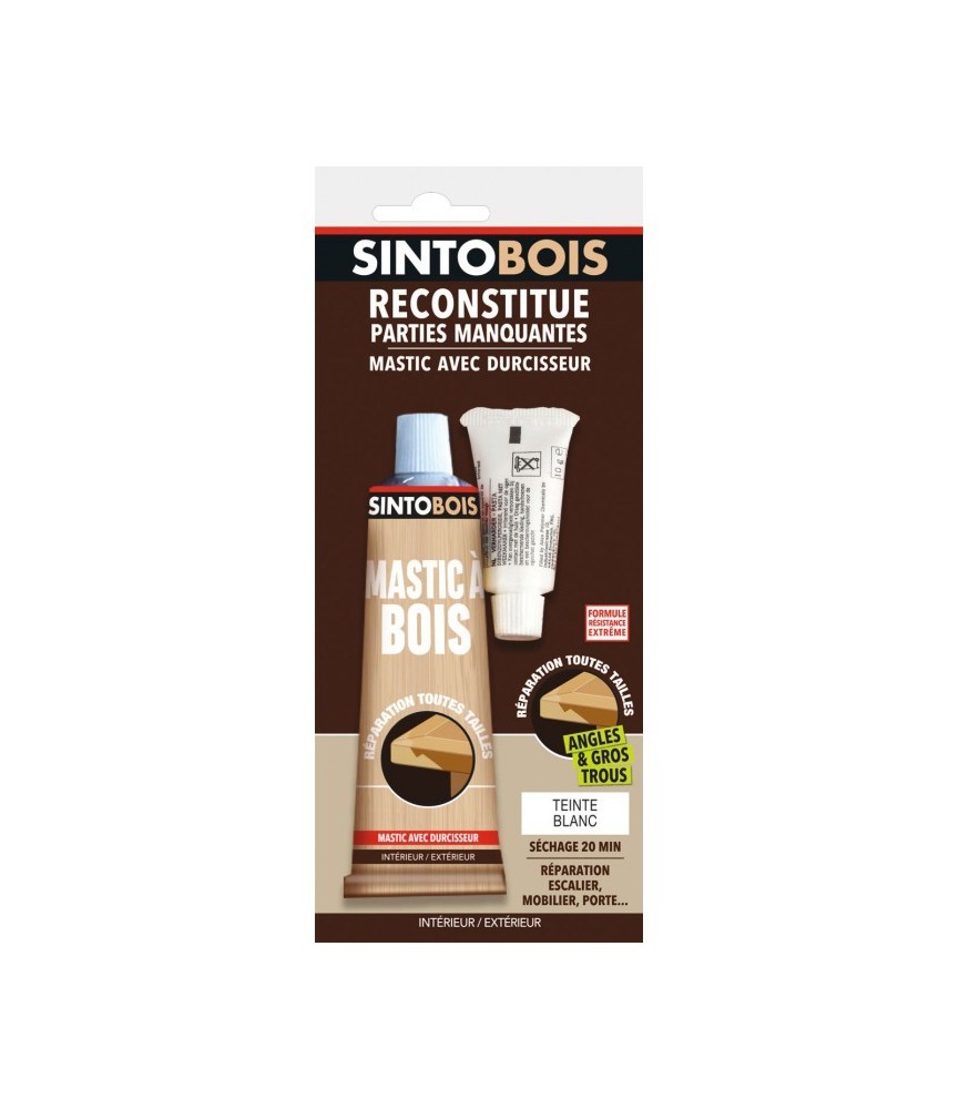 Reconstitue bois pour parties manquantes (angles, gros trous) - Teinte Blanc - 80 Grs - SINTO Reconstitue bois pour parties manquantes (angles, gros trous) - Teinte Blanc - 80 Grs - SINTO