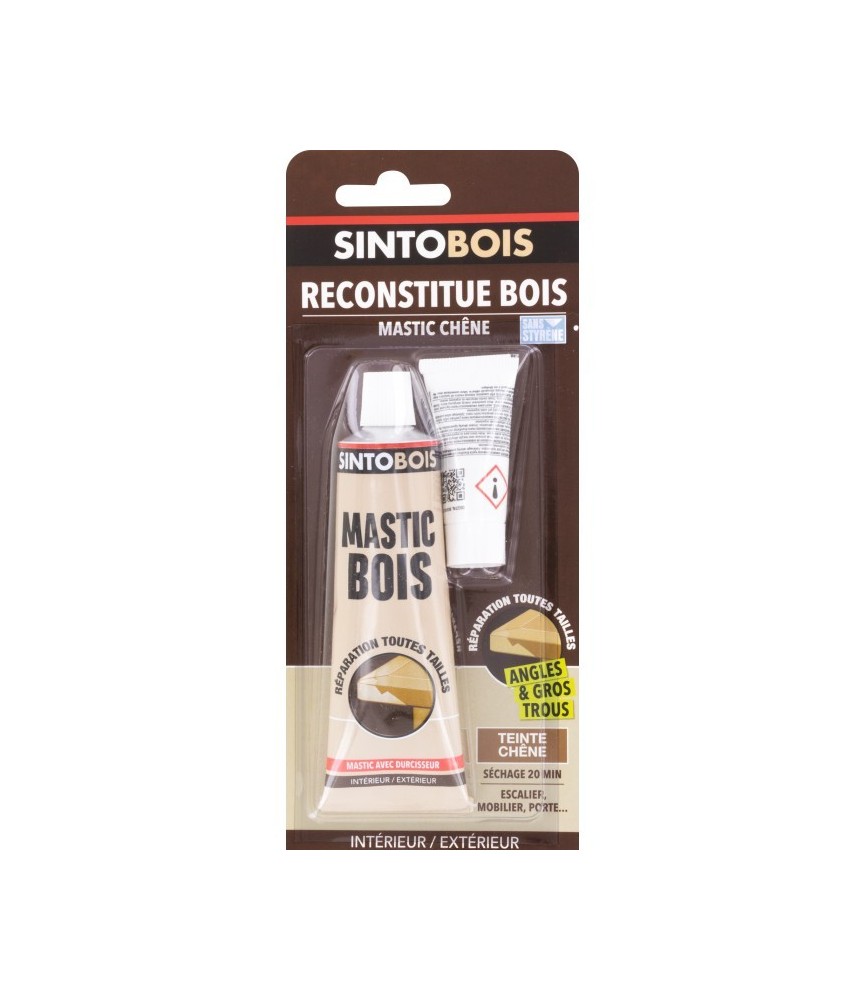 Reconstitue bois pour parties manquantes (angles, gros trous) - Teinte Chêne - 80 Grs - SINTO