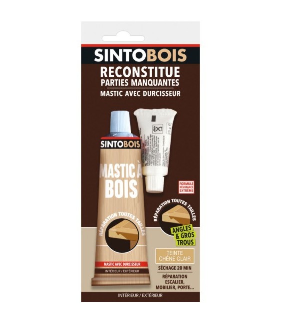 Reconstitue bois pour parties manquantes (angles, gros trous) - Teinte Chêne clair - 80 Grs - SINTO