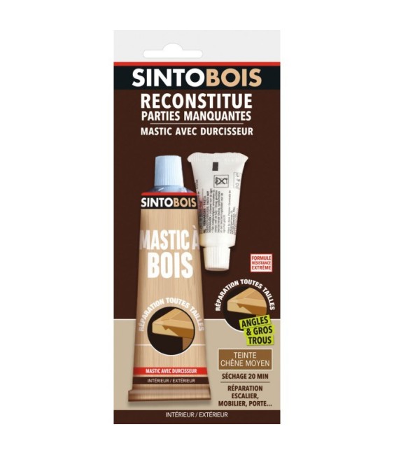 Reconstitue bois pour parties manquantes (angles, gros trous) - Teinte Chêne moyen - 80 Grs - SINTO