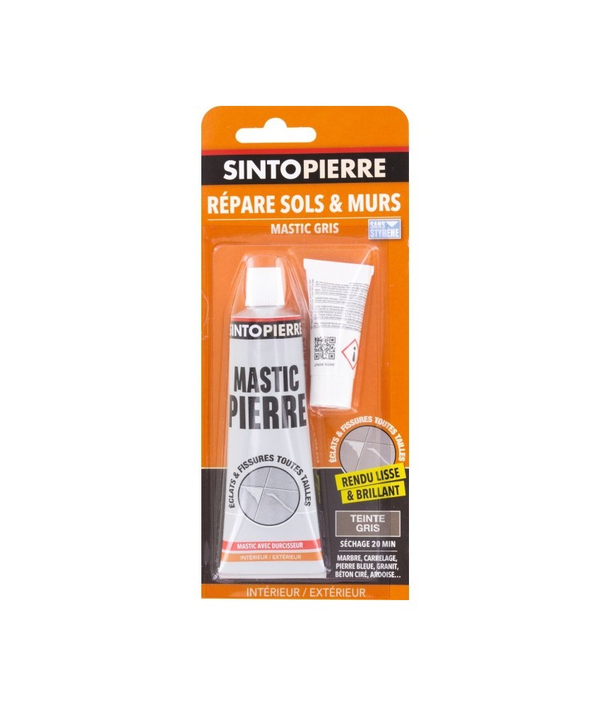 Mastic de réparation pour pierre, carrelage, marbre - Répar’ Sols et Murs - Gris - 100 Grs - SINTO Mastic de réparation pour pierre, carrelage, marbre - Répar’ Sols et Murs - Gris - 100 Grs - SINTO
