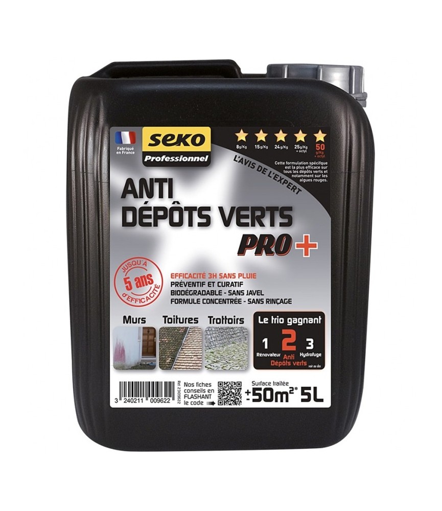 Anti dépôts verts Pro + concentré - A diluer - 5 L - SEKO Anti dépôts verts Pro + concentré - A diluer - 5 L - SEKO