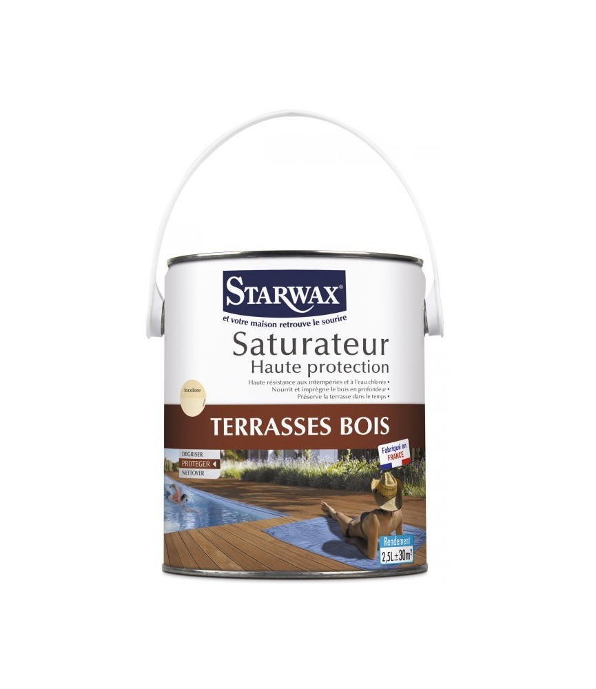 Saturateur Haute protection - Terrasse bois - 2.5 L - STARWAX Saturateur Haute protection - Terrasse bois - 2.5 L - STARWAX