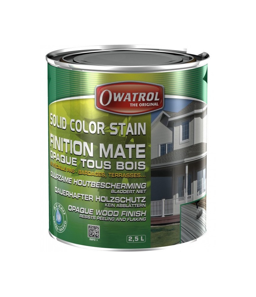 Laque de finition pour bois - Opaque Mate - Solid Color Stain - Gris antique - 2.5 L - OWATROL