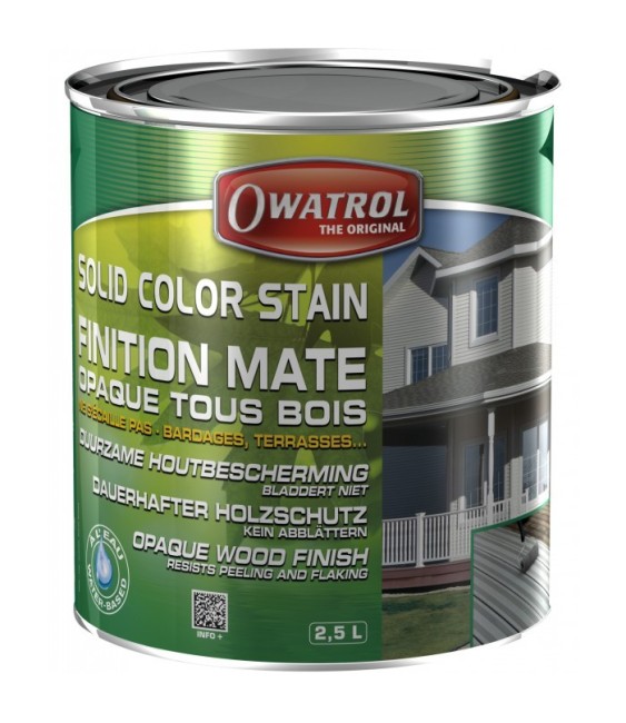 Laque de finition pour bois - Opaque Mate - Solid Color Stain - Gris antique - 2.5 L - OWATROL