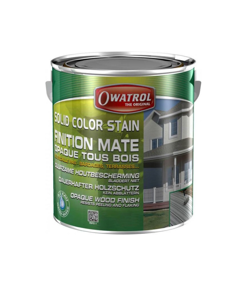 Laque de finition pour bois - Opaque Mate - Solid Color Stain - Vert olive - 2.5 L - OWATROL Laque de finition pour bois - Opaque Mate - Solid Color Stain - Vert olive - 2.5 L - OWATROL
