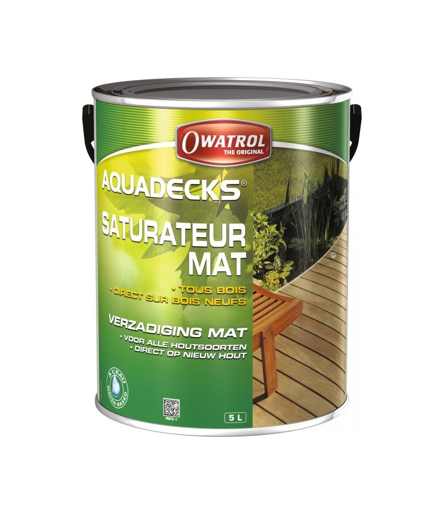Saturateur bois en phase aqueuse - AQUADECKS - Gris vieux bois - 5 L - OWATROL