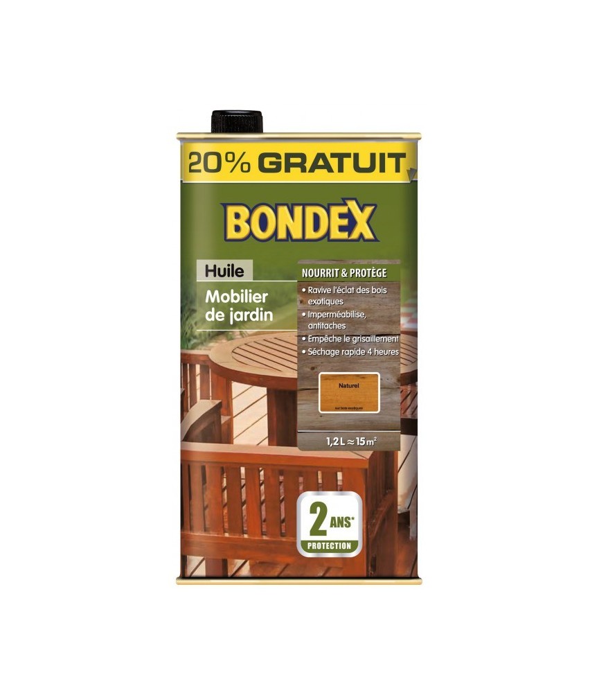 Huile Teck pour rénovation bois - Ravive et protège - 1.2 L - BONDEX Huile Teck pour rénovation bois - Ravive et protège - 1.2 L - BONDEX