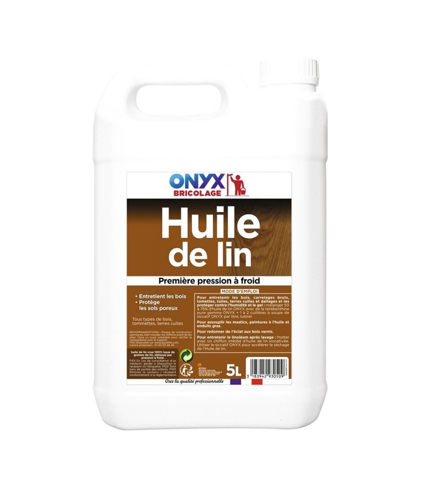 Huile de Lin - Entretien et protection bois et sols - 5 L - ONYX Huile de Lin - Entretien et protection bois et sols - 5 L - ONYX