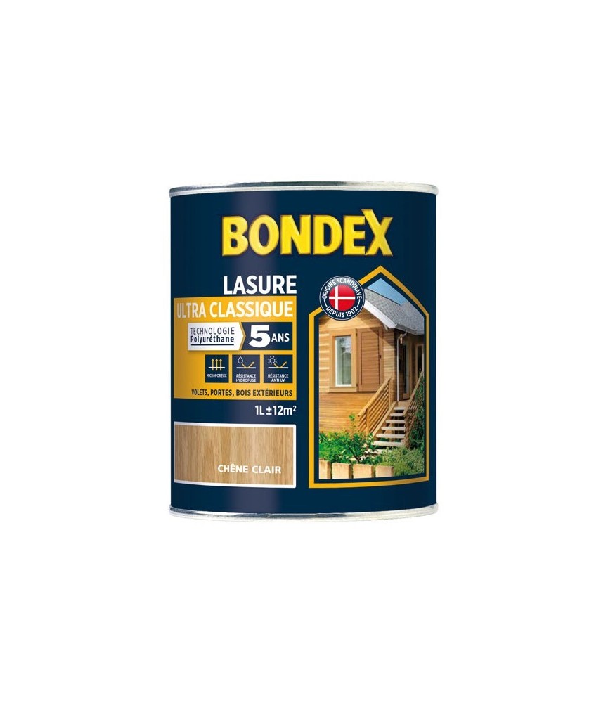 Lasure Ultra Classique - Polyuréthane - 1 L - Chêne clair - BONDEX Lasure Ultra Classique - Polyuréthane - 1 L - Chêne clair - BONDEX