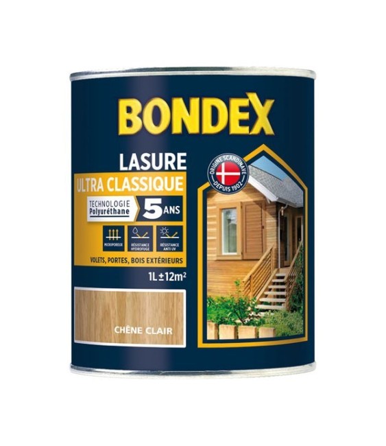 Lasure Ultra Classique - Polyuréthane - 1 L - Chêne clair - BONDEX