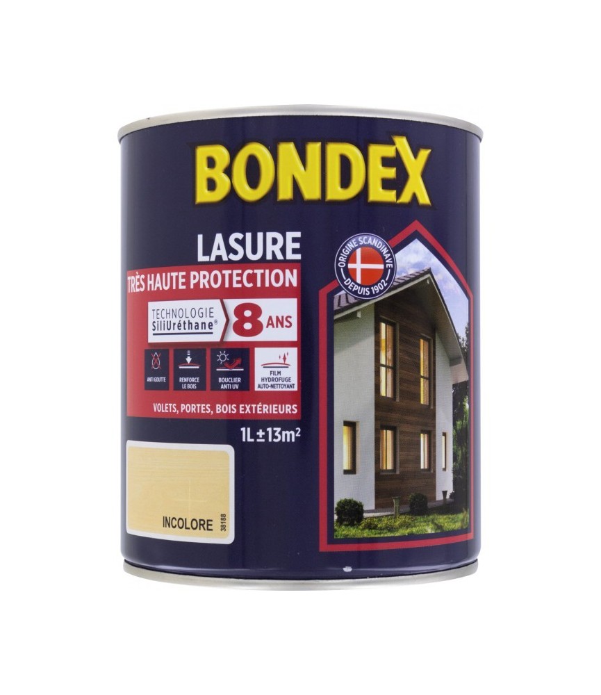 Lasure Très Haute Protection - SiliUréthane - 1 L - Incolore - BONDEX