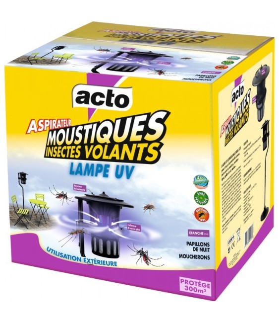 Aspirateur à moustiques / insectes volants - Lampe UV - Protection 300 m² - ACTO
