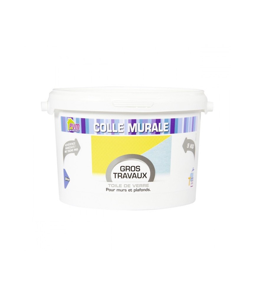 Colle murale pour toile de verre - Gros travaux - Murs et plafonds - 5 Kg - PVM