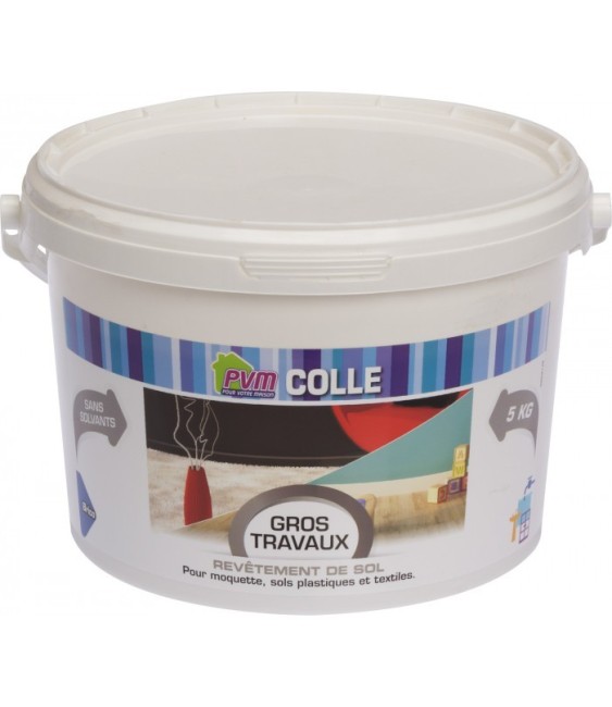 Colle pour revêtements de sol - Gros travaux - 5 Kg - PVM