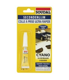 Colle cyanoacrylate liquide 84A - Prise ultra rapide - SOUDAL