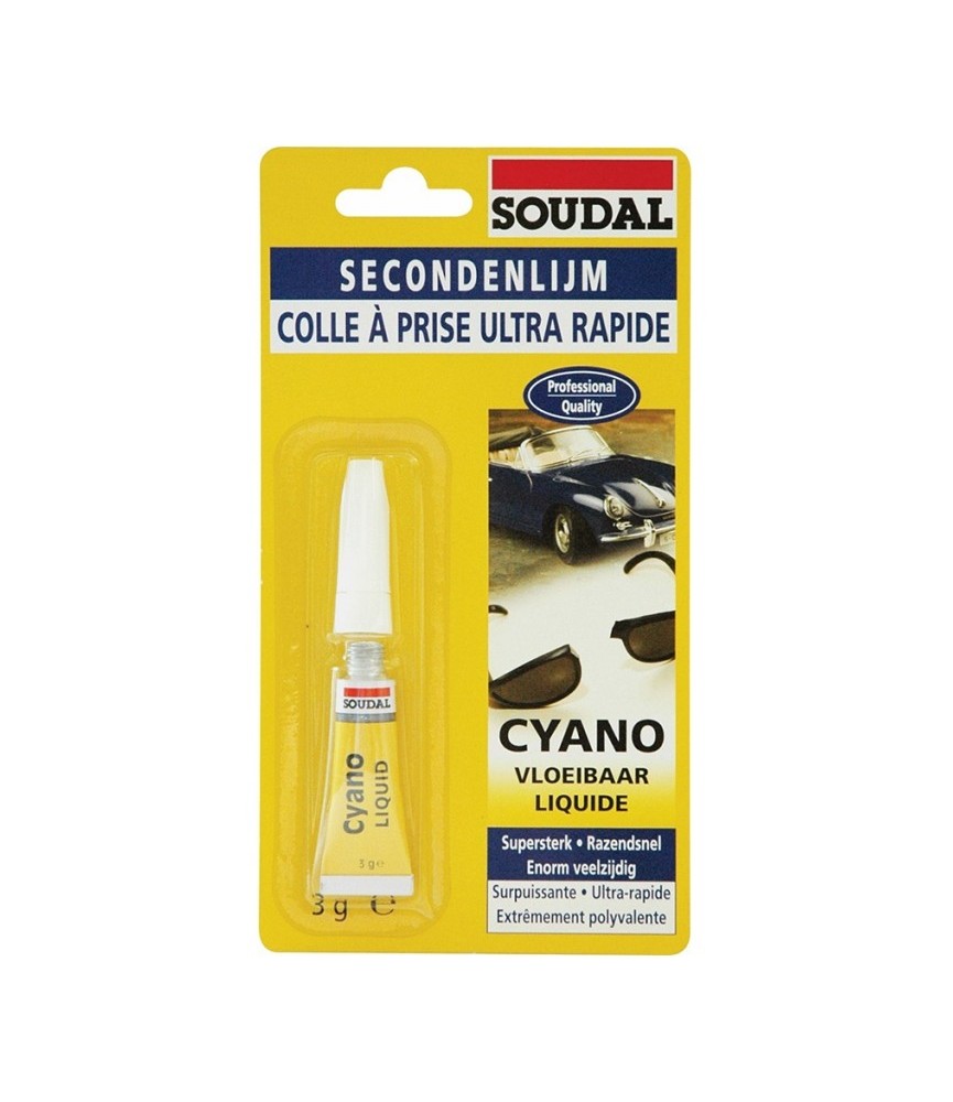 Colle cyanoacrylate liquide 84A - Prise ultra rapide - SOUDAL Colle cyanoacrylate liquide 84A - Prise ultra rapide - SOUDAL