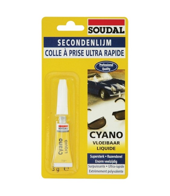Colle cyanoacrylate liquide 84A - Prise ultra rapide - SOUDAL