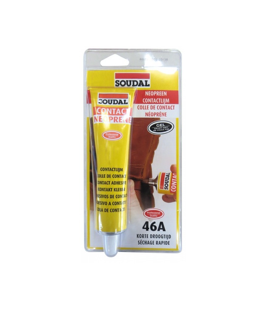 Colle Néoprène gel 46A - Séchage rapide - 125 ml - SOUDAL Colle Néoprène gel 46A - Séchage rapide - 125 ml - SOUDAL