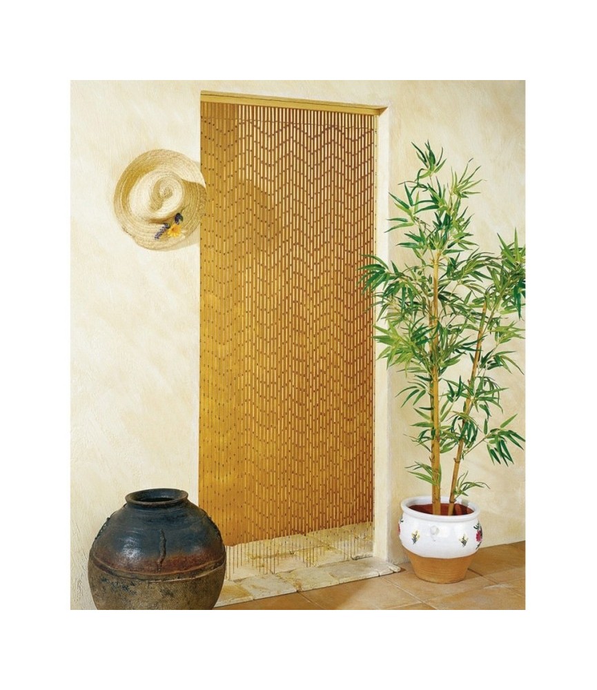 Rideau de porte en Bambou - Peint à la main - Garrigue - 90 x 200 cm - MOREL