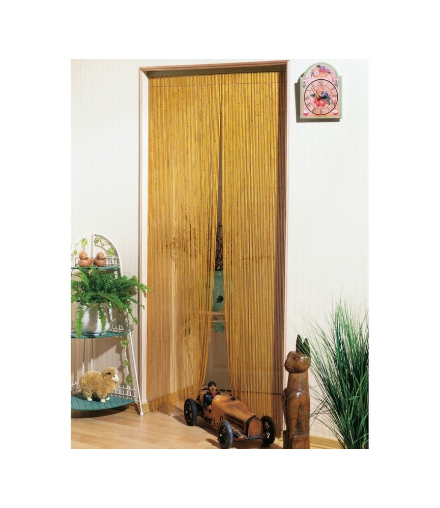 Rideau de porte en Bambou - Peint à la main - Naturel - 100 x 220 cm - MOREL