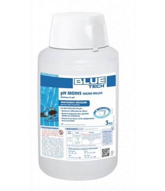 Correcteur de PH - PH Moins - Traitement régulier - Micro-billes - 3Kg - BLUE TECH