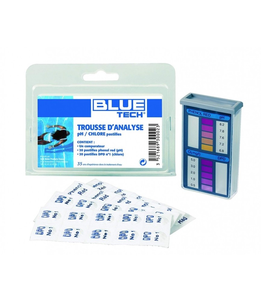 Trousse d'analyse Chlore et PH - Pastilles - BLUE TECH