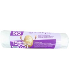 Sac poubelle biodégradable avec lien coulissant - 10 L - Lot de 15 sacs - EMBAL'SAC