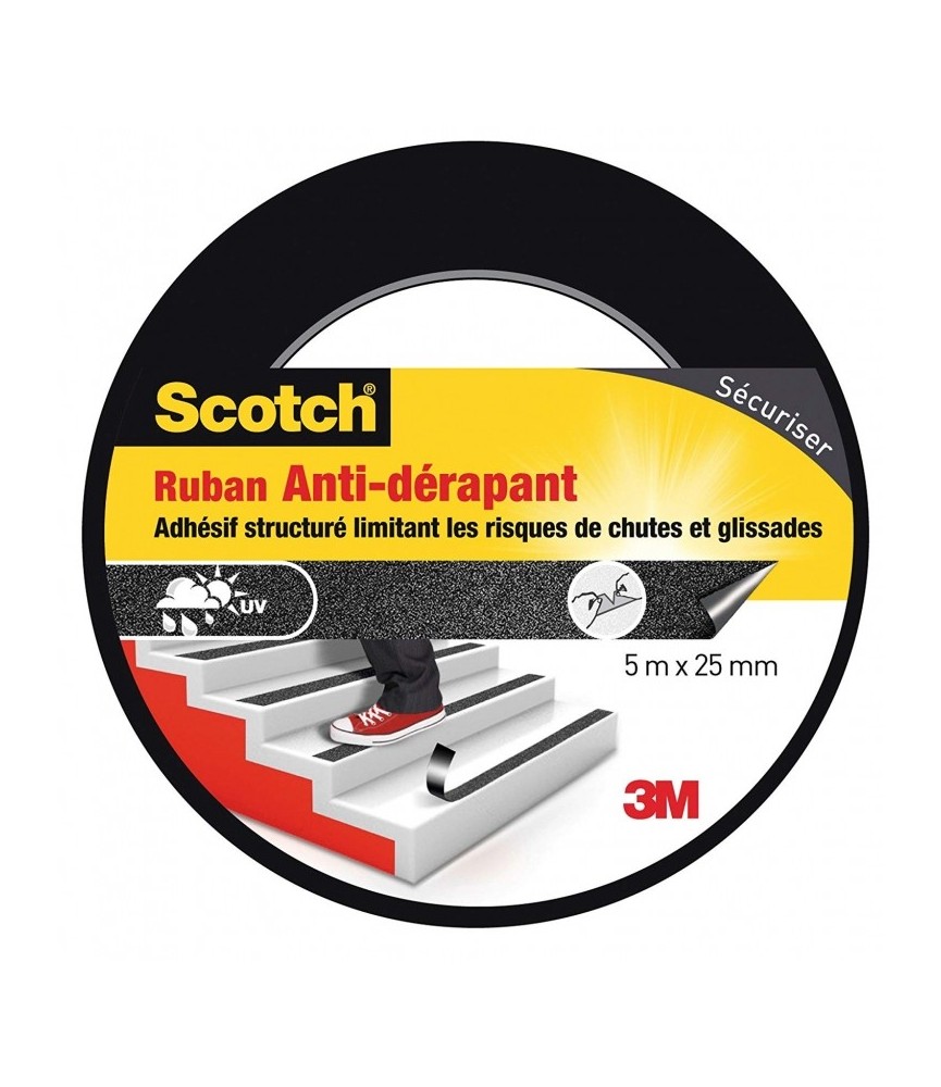 Ruban anti-dérapant pour escalier - 5 M x 25 mm - Scotch