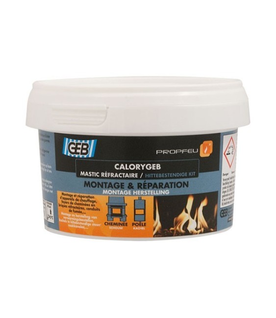 Mastic réfractaire CALORYGEB - Pour chauffage et cheminée - 300 Grs - GEB