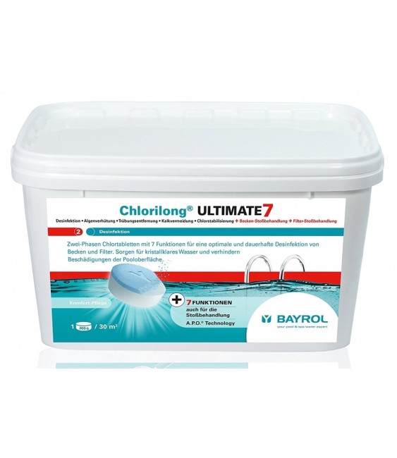 Galet de chlore 7 fonctions - Chlorilong Ultimate 7 - 4.8 Kg - BAYROL