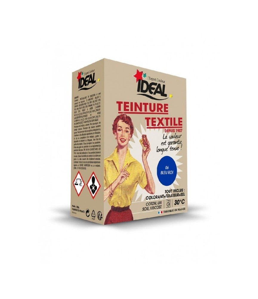 Teinture textile pour machine - Bleu roi - 350 Grs - IDEAL