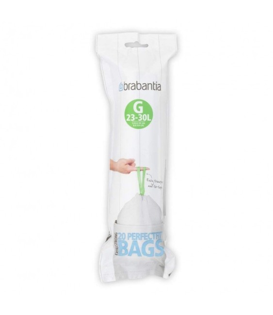Sac poubelle avec poignée coulissante - 23/30 L - G - Rouleau de 20 sacs - BRABANTIA