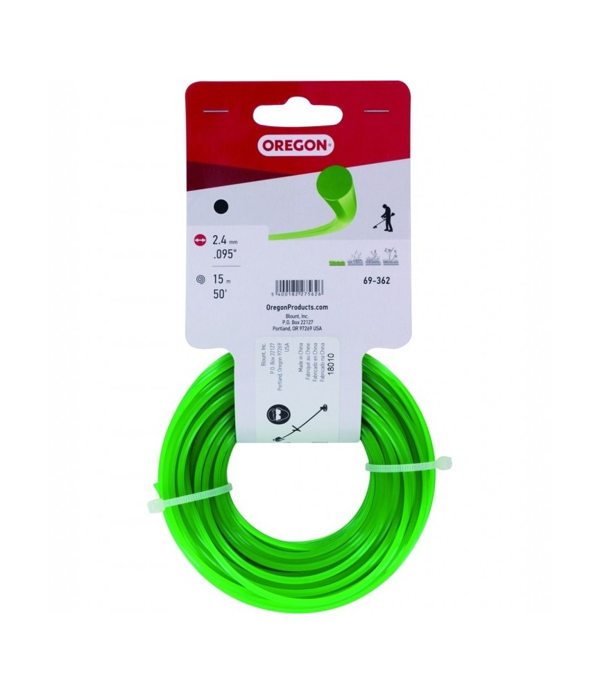 Fil de coupe pour débroussailleuse - Vert - 2.4 mm x 15 M - OREGON Fil de coupe pour débroussailleuse - Vert - 2.4 mm x 15 M - OREGON