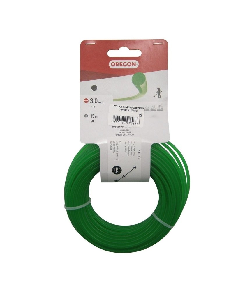 Fil de coupe pour débroussailleuse - Vert - 3 mm x 15 M - OREGON