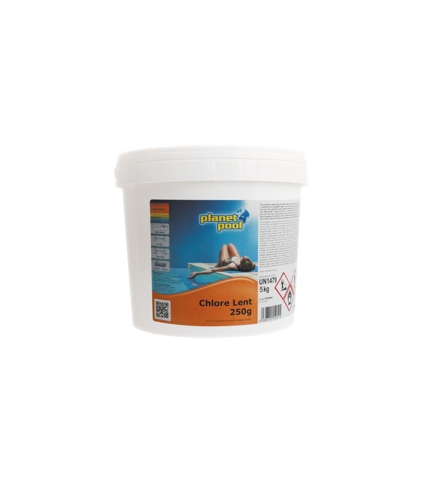 Chlore lent permanent - Galet de 250 Grs - 5 Kgs - PLANET POOL Chlore lent permanent - Galet de 250 Grs - 5 Kgs - PLANET POOL