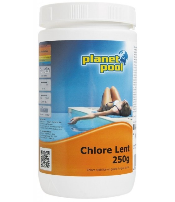 Chlore lent permanent - Galet de 250 Grs - 1 Kg - PLANET POOL
