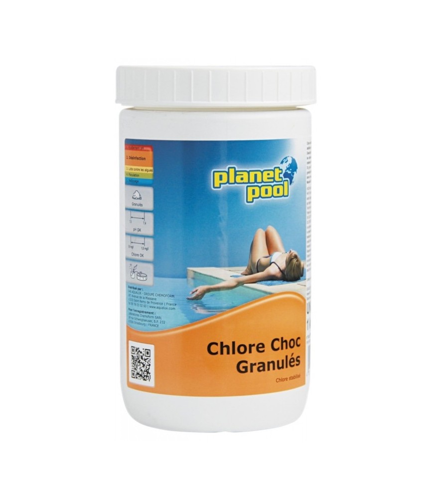 Chlore choc en granulés - 1 Kg - PLANET POOL
