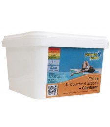 Chlore désinfectant bi-couche - 4 actions - Clarifiant - PLANET POOL