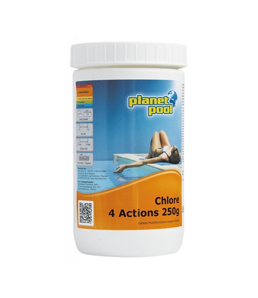 Chlore multiactions - 4 actions - Galet de 250Grs - 5 Kgs - PLANET POOL Chlore multiactions - 4 actions - Galet de 250Grs - 5 Kgs - PLANET POOL