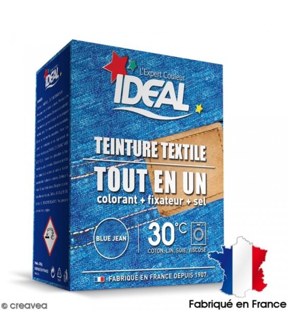 Teinture textile Tout en Un - Poudre - Jean Bleu - 350 Grs - IDEAL