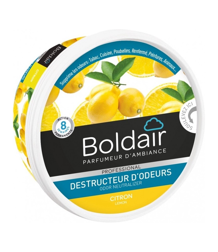 Destructeur d'odeur - Citron - Gel solide 300 gr - BOLDAIR Destructeur d'odeur - Citron - Gel solide 300 gr - BOLDAIR